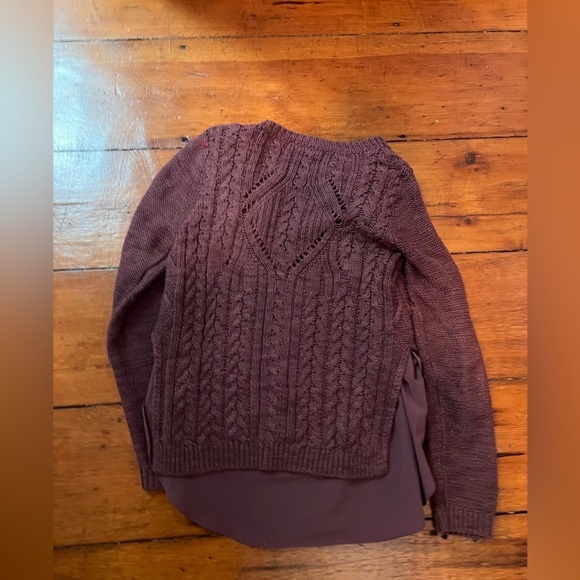 Anthropologie Moth sweater cableknit silky undershirt round collar maroon small - Picture 3 of 3